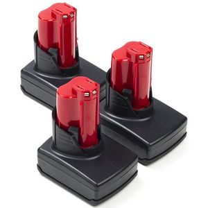 3-pack Milwaukee M12 B4 / 4932430065 accu's (12 V, 4.0 Ah, 123accu huismerk)