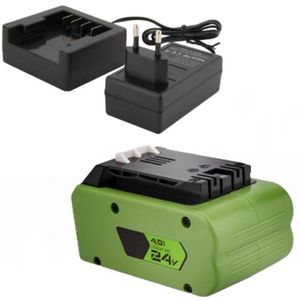 Starterkit: GreenWorks G24B4 / 24V Max accu + lader (24 V, 4.0 Ah, 123accu huismerk)