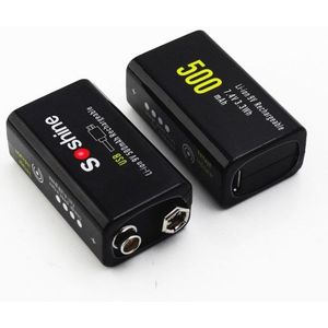 Oplaadbare 9V / E-Block / 6HR62 Lithium Batterij met USB-C aansluiting (2 stuks, 500 mAh)