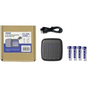 XTAR oplaadbare AA 1.5V li-ion batterijen inclusief lader (4 stuks, 2000 mAh)