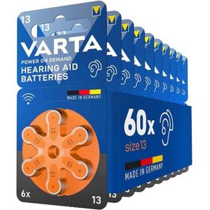 Varta 13 / PR48 / Oranje gehoorapparaat batterij 60 stuks