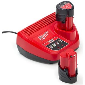 NRG Pack: 2x Milwaukee M12 B3 / 4932451388 accu's + lader (12 V, 3.0 Ah, origineel)