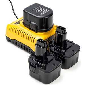 Aanbieding: 3x DeWalt DE9074 accu + Lader (12 V, 1.5 Ah, 123accu huismerk)