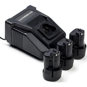 Starterset: 3x Bosch GBA 12V accu's + Lader (10.8V-12V, 1.5 Ah, 123accu huismerk)
