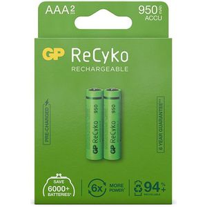 GP ReCyko Oplaadbare AAA / HR03 Ni-Mh Batterijen (2 stuks, 950 mAh)