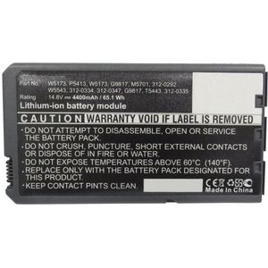 Dell 312-0292 / 312-0326 / 312-0335 accu (14.8 V, 4400 mAh, 123accu huismerk)