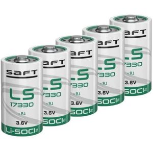 Aanbieding: 5 x Saft LS17330 / 2/3A batterij (3.6V, 2100 mAh, Li-SOCl2)