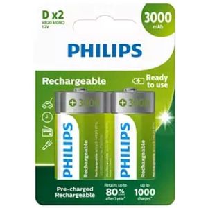 Philips D / HR20 Oplaadbare Ni-Mh Batterijen (4 stuks, 3000 mAh)