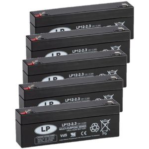 5 Stuks: Landport LP12-2.3 VRLA AGM Loodaccu's (12V, 2.3 Ah, T1 terminal)