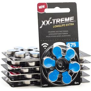XX-TREME Longlife Extra 675 / PR44 / Blauw gehoorapparaat batterij 60 stuks (123accu huismerk)