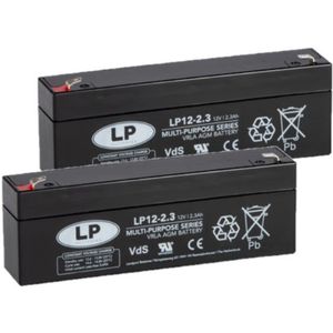 2 Stuks: Landport LP12-2.3 VRLA AGM Loodaccu's (12V, 2.3 Ah, T1 terminal)