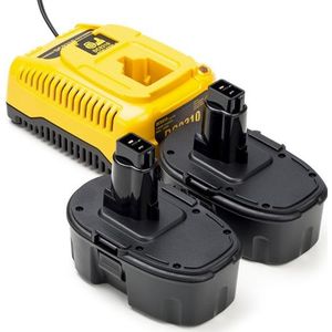 Startset: 2x DeWalt 18V XRP / DE9095 accu's + lader (18 V, 1.5 Ah, 123accu huismerk)