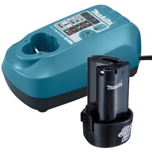 Startset: Makita BL1013 / 196066-7 accu + lader (10.8 V, 1.3 Ah, origineel)