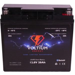 Voltium Energy LiFePO4 Smart Battery (12.8V, 20 Ah)