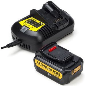 Startset: DeWalt DCB182 XR Li-ion accu + lader (18 V, 4.0 Ah, 123accu huismerk)