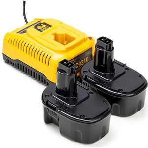 Aanbieding: 2x DeWalt DE9091 accu + Lader (14.4 V, 1.5 Ah, 123accu huismerk)