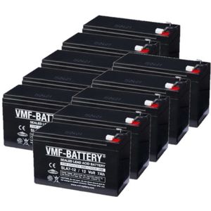 10 Stuks: VMF SLA7-12 VRLA AGM Loodaccu's (12V, 7.0 Ah, T1 terminal)
