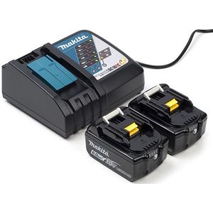 Startset: 2x Makita BL1860B / 18V LXT accu's + lader (18 V, 6.0 Ah, origineel)
