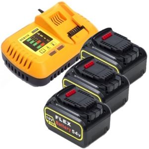 Starterset: 3x DeWalt DCB547-XJ / XR FlexVolt accu's + lader (18V / 54V, 9.0Ah, 123accu huismerk)