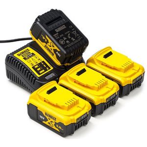 Startset: 4x DeWalt DCB184 XR Li-ion accu's + lader (18 V, 5.0 Ah, origineel)