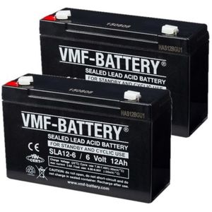 2 stuks: VMF SLA12-6 VRLA AGM Loodaccu's (6V, 12 Ah, T1 terminal)