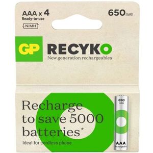 GP ReCyko Oplaadbare AAA / HR03 Ni-Mh Batterijen (4 stuks, 650 mAh)