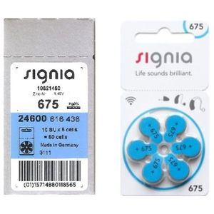 Siemens Signia 675 / PR44 / Blauw gehoorapparaat batterij 60 stuks