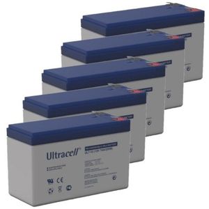 5 Stuks: Ultracell UL7-12 VRLA AGM Loodaccu's (12V, 7.0 Ah, T1 terminal)