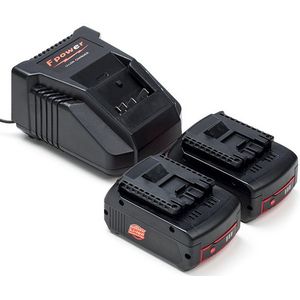 Startset: 2x Bosch GBA 18V / 1600A002U5 accu's + Lader (18 V, 5.0 Ah, 123accu huismerk)