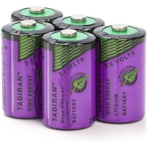 Aanbieding: 5 x Tadiran SL-750 / SL-750S / 1/2AA batterij (3.6 V, 1100 mAh, Li-SOCl2)