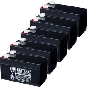 5 Stuks: VMF SLA1.3-12 VRLA AGM Loodaccu's (12V, 1.3 Ah, T1 terminal)