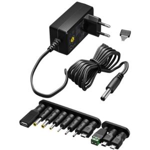 Universele adapter regelbaar 3V tot 12V (12V, 1A, 12W Max, 123accu huismerk)