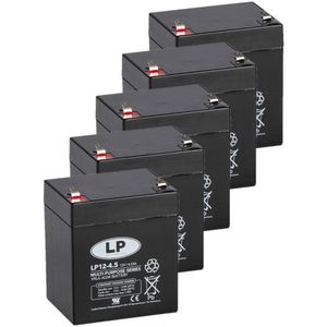 5 Stuks: Landport LP12-4.5 VRLA AGM Loodaccu's (12V, 4.5 Ah, T1 terminal)