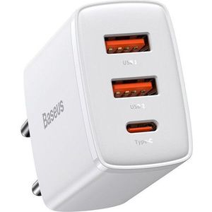 Baseus Compact Quick Charger 30W (2x USB QC3.0, 1x USB-C PD3.0)