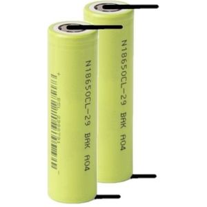 2 stuks: BAK 18650 batterij met soldeerlippen (3.7 V, 2900 mAh, 8.25A)