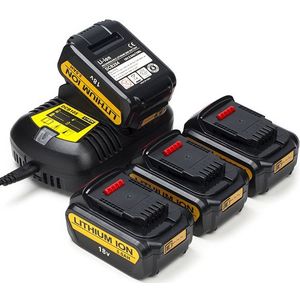 Startset: 4x DeWalt DCB184 XR Li-ion accu's + lader (18 V, 5.0 Ah, 123accu huismerk)