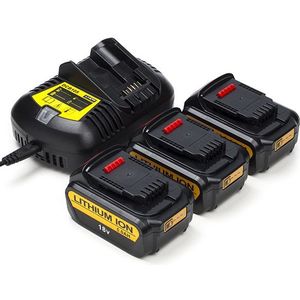 Startset: 3x DeWalt DCB184 XR Li-ion accu's + lader (18 V, 5.0 Ah, 123accu huismerk)