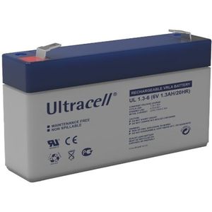 Ultracell UL1.3-6 VRLA AGM Loodaccu (6V, 1.3 Ah, T1 terminal)