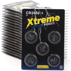 123accu Xtreme Power CR2450 3V Lithium knoopcel batterij 100 stuks