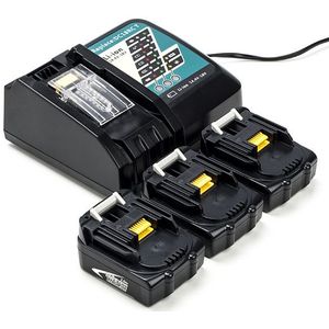 Startset: 3x Makita BL1415N / 14.4V LXT accu's + lader (14.4 V, 2.0 Ah, 123accu huismerk)