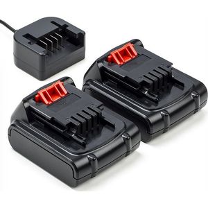 2 x Black & Decker BL1114 / BL1314 / BL1514 accu's + lader (14.4 V, 1.5 Ah, 123accu huismerk)