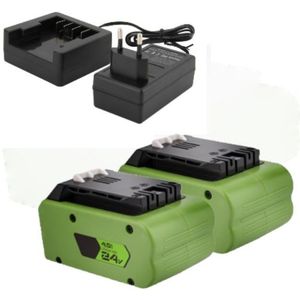 Starterkit: 2x GreenWorks G24B4 / 24V Max accu's + lader (24 V, 4.0 Ah, 123accu huismerk)