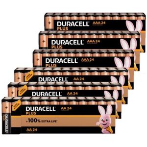 Duracell Plus 100% Extra Life AA + AAA alkaline batterij 144 stuks