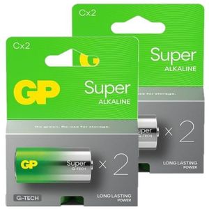GP Super G-Tech LR14 / C Alkaline Batterij 4 stuks