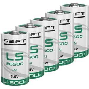 Aanbieding: 5 x Saft LS26500 / C batterij (3.6V, 7700 mAh, Li-SOCl2)