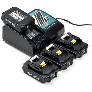 Startset: 4x Makita BL1820B / 18V LXT accu's + lader (18 V, 2.0 Ah, 123accu huismerk)