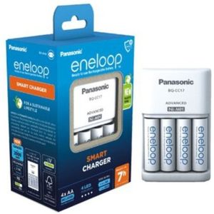 Panasonic Eneloop Oplaadbare AA Batterijen + Smart Charger (4 stuks, 2000 mAh)