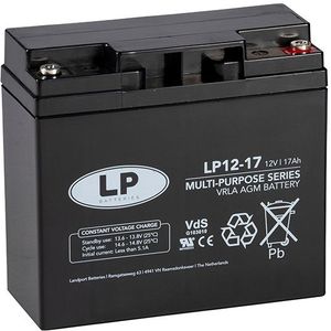 Landport LP12-17 VRLA AGM Loodaccu (12V, 17 Ah, T12 terminal)