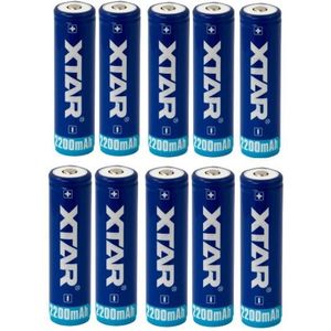 10 x XTAR 18650 batterij (3.7 V, 2200 mAh, 5A)