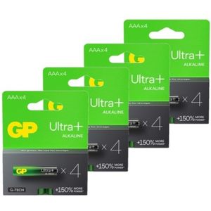 GP Ultra+ G-Tech AAA / MN2400 / LR03 Alkaline Batterij 16 stuks